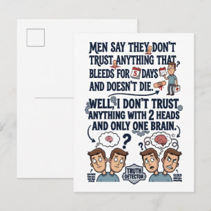 Carte Postale Ne faites pas confiance à deux têtes et un cerveau