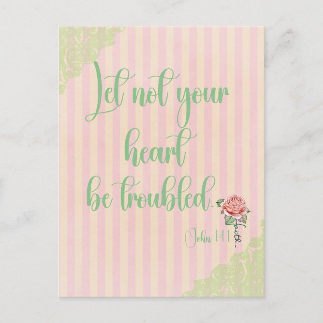 Carte Postale Ne laissez pas votre coeur troublé KJV Écriture (Devant)
