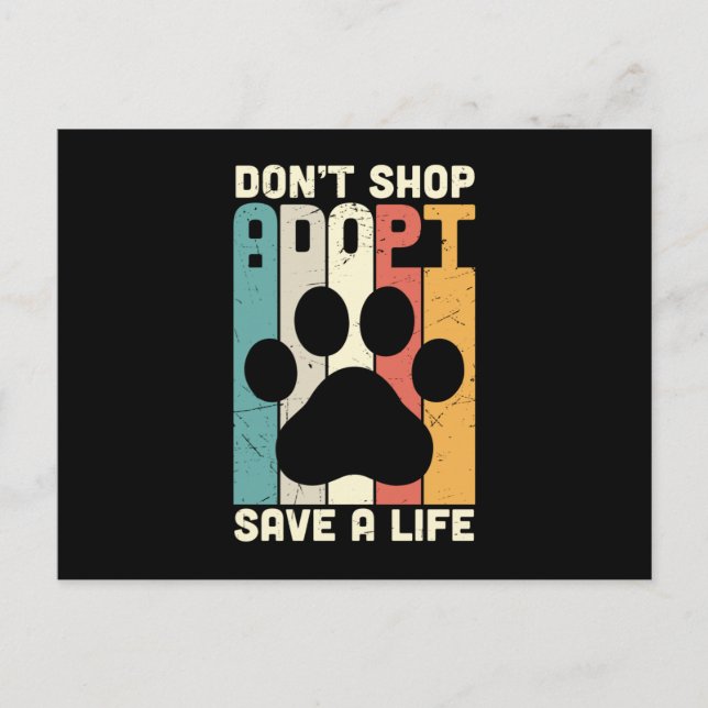Carte Postale Ne pas acheter Adopter Sauver une vie (Devant)