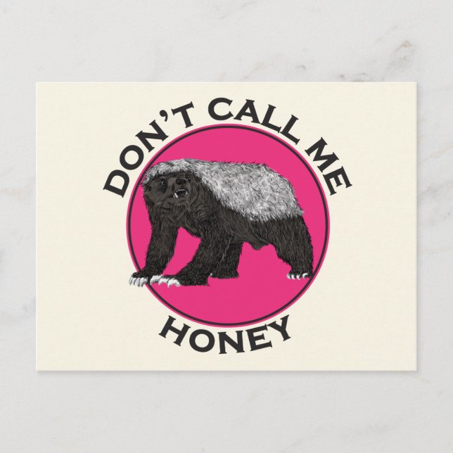 Carte Postale Ne pas m'appeler Honey Badass Pink Feminist Art (Devant)