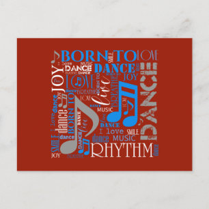 Carte Postale Né pour danser Bleu/Blanc/Toute couleur ID277