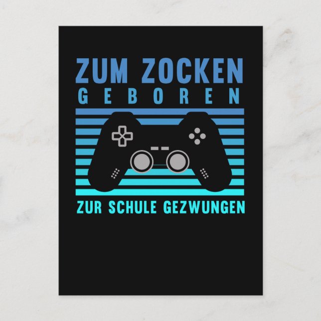 Carte Postale Né pour jouer École de gamers forcée au jeu vidéo (Devant)