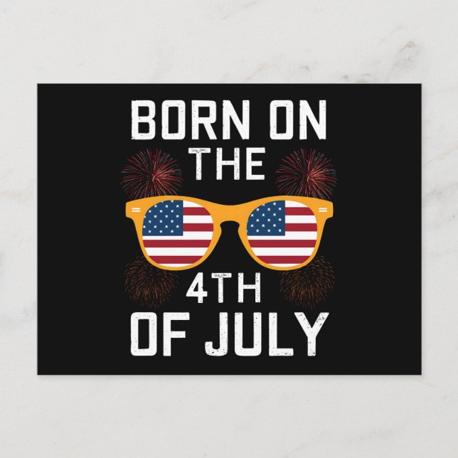 Carte Postale Né Sur Les Lunettes De Soleil D'Anniversaire 4 jui (Devant)