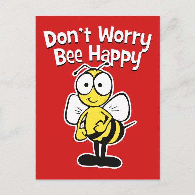 Carte Postale Ne t'inquiète pas d'être heureux | Bumble Bee Red (Devant)