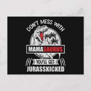 Carte Postale Ne touchez pas à Mama Saurus Famille de dinosaures