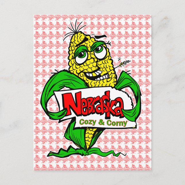 Carte postale Nebraska Cartoon Corn Cob (Devant)