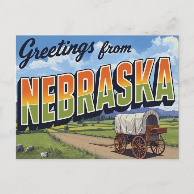 Carte Postale Nebraska Covered Wagon Field (Devant)