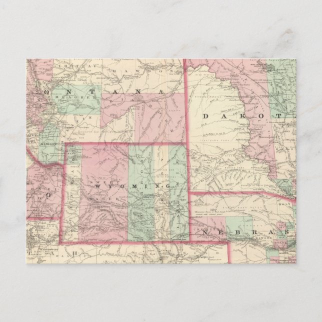 Carte Postale Nebraska, Dakota, Idaho, Montana et Wyoming (Devant)