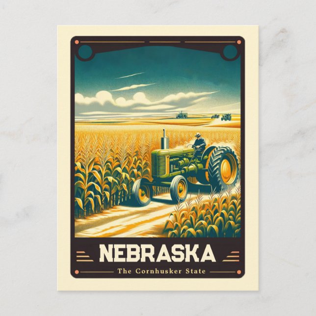 Carte Postale Nebraska | Esprit patriotique Vintage (Devant)