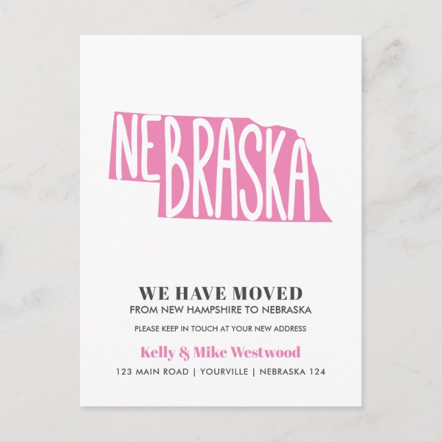 Carte Postale NEBRASKA Nous avons déménagé Nouvelle adresse Nouv (Devant)