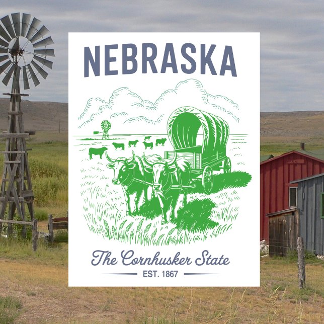 Carte Postale Nebraska The Cornhusker State Ét. 1867 Bœufs  (Nebraska The Cornhusker State Est. 1867 Oxen Postcard
)