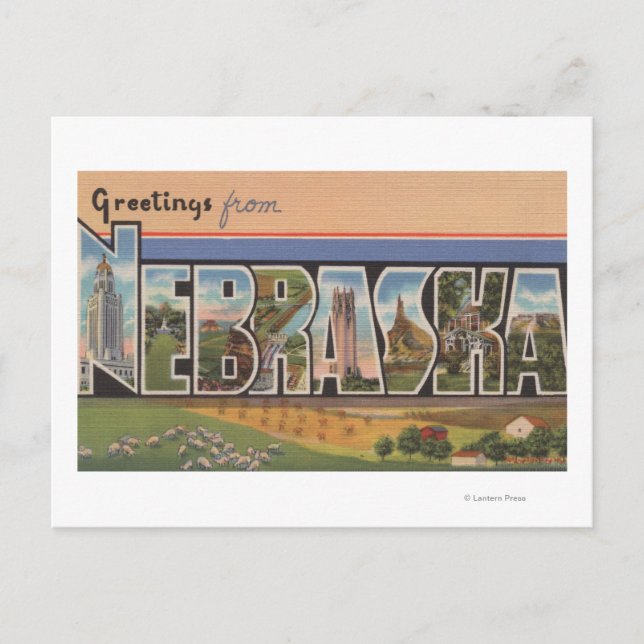 Carte Postale NebraskaScènes de grandes lettresNebraska (Devant)