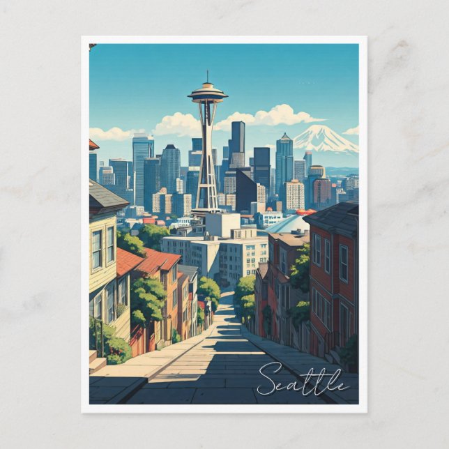 Carte Postale Needle spatiale de Seattle Washington Mt Rainier (Devant)