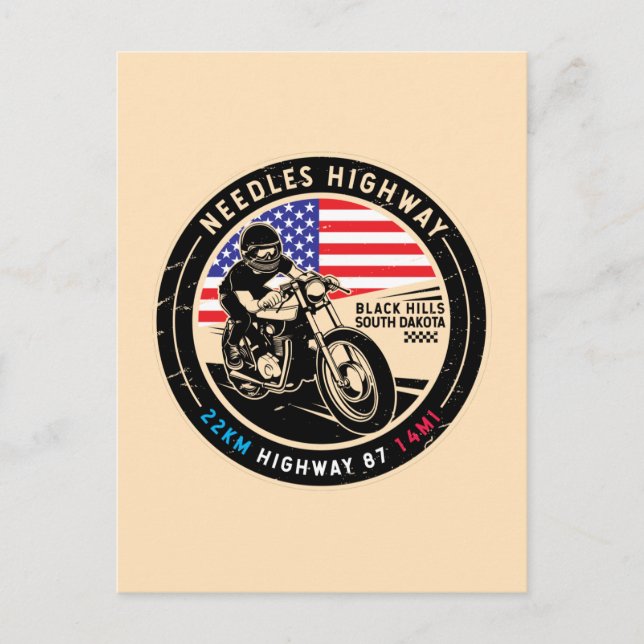 Carte Postale Needles Highway Motorcycle du Dakota du Sud (Devant)