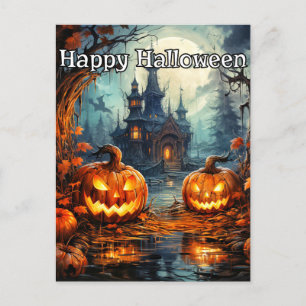 Carte Postale Nefarious Citrouilles d'Halloween après la nuit