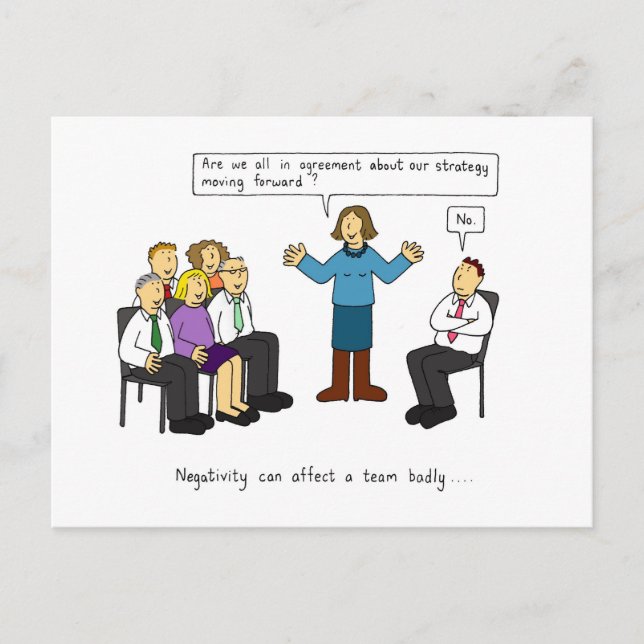 Carte Postale Négativité en milieu de travail Humour. (Devant)