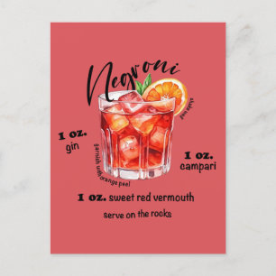 Carte Postale Negroni Recette Cocktail Bar Cuisine Art