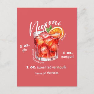 Carte Postale Negroni Recette Cocktail Bar Cuisine Art