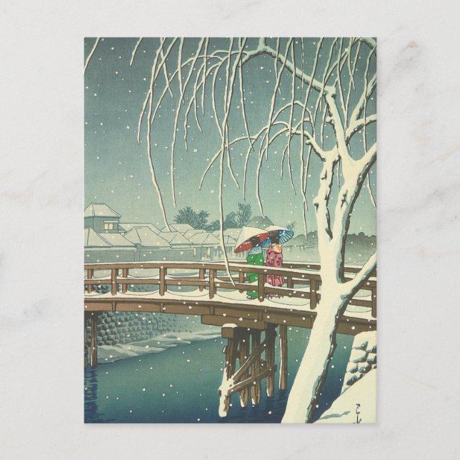 Carte Postale Neige À Edo River Hasui Kawase Paysage D'Art Hiver (Devant)