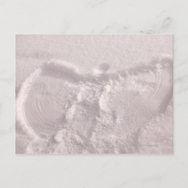 Carte Postale Neige blanche imprimée d'un ange-neige (Devant)