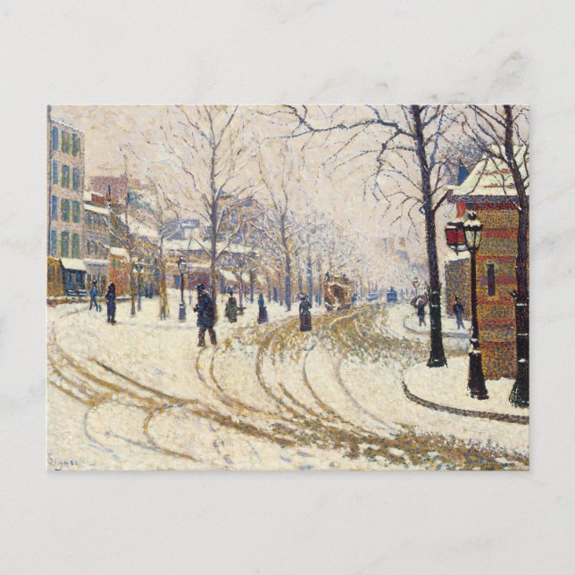 Carte Postale Neige, Boulevard de Clichy, Paris par Paul Signac (Devant)