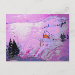 Carte Postale neige de lune violette