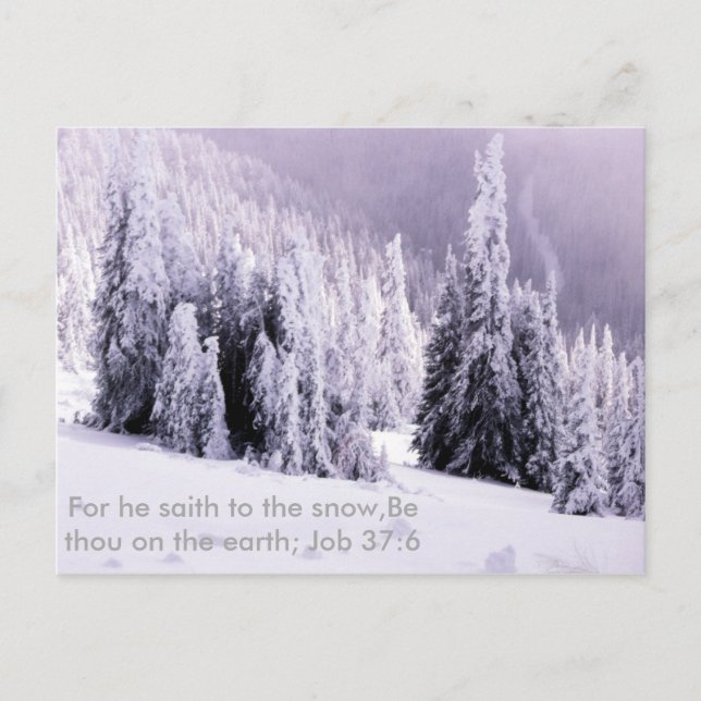 Carte Postale Neige et verset biblique (Devant)