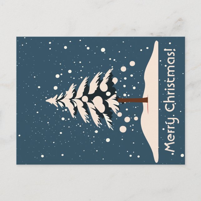 Carte Postale Neige, pin et joyeux Noël (Devant)