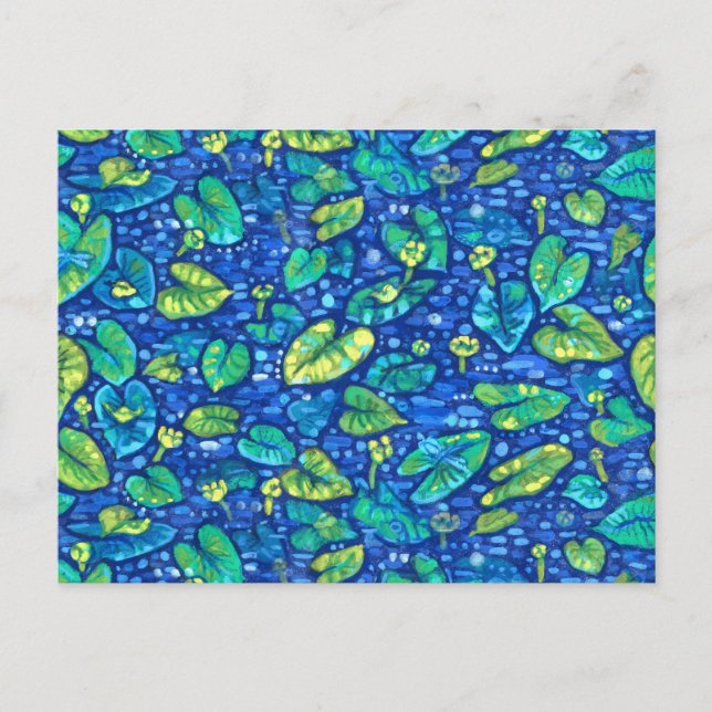 Carte Postale Nénuphars, motif floral de nénuphar jaune  (Devant)