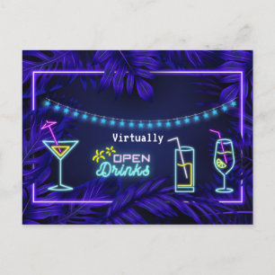 Carte Postale Neon Adult Boissons Virtuelles Anniversaire Fête