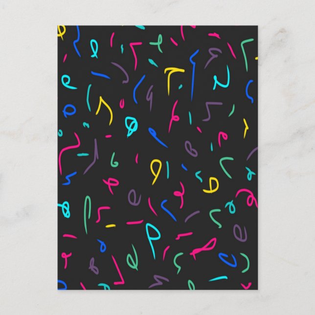 Carte Postale Neon Bright Marques sur Noir (Devant)