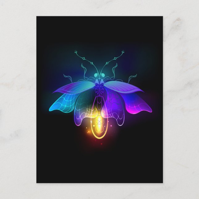 Carte Postale Neon Firefly sur noir (Devant)