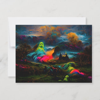 Carte Postale Neon Ghosts dans un paysage d'Imaginaire hanté