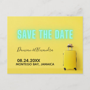 Carte Postale Néon jaune minimaliste moderne Enregistrer la date