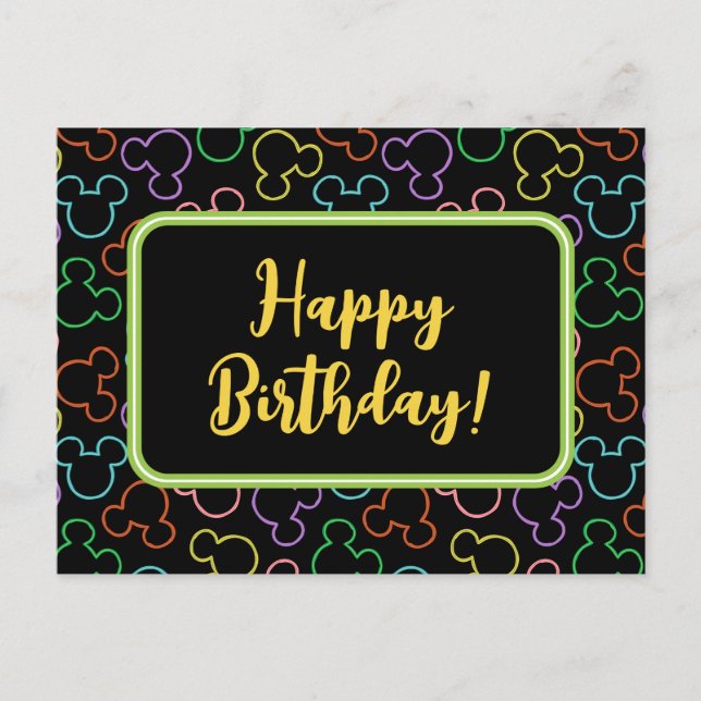 Carte Postale Neon Mickey Mouse Icon Toss Pattern (Devant)