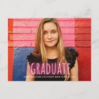 Neon Print Graduate Photo Magnet Faire-part