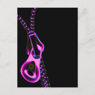 CARTE POSTALE NEON PURPLE ZIPPER NOIR RANDOM ARRIÈRE - PLANS WAL