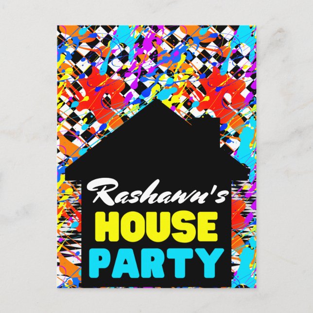 Carte Postale Neon Retro Hip hop House Party (Devant)