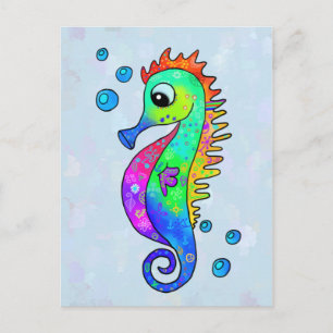 Carte Postale Neon Seepferdchen