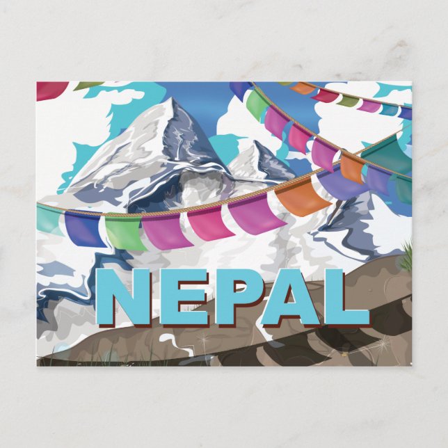 Carte Postale Népal Himalaya Prière drapeaux affiche de voyage (Devant)