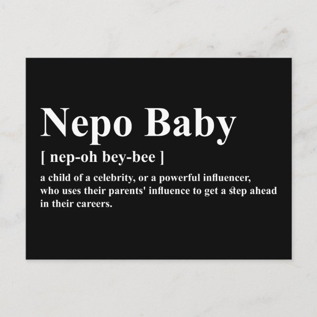Carte Postale Nepo Baby Signification (Devant)