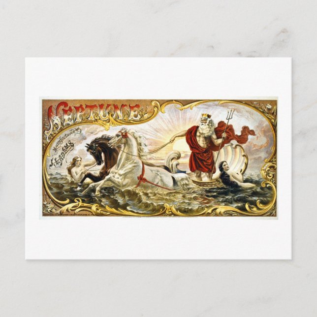 Carte Postale Neptune 1866 - Étiquette Vintage (Devant)