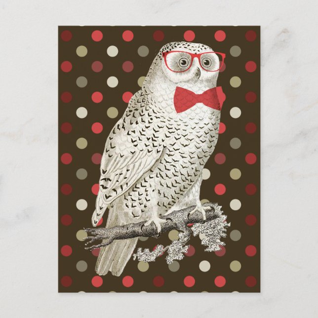 Carte Postale Nerdy Vintage Snowy Owl (Devant)