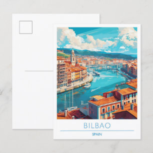 Carte Postale Nervion River Bilbao Espagne Vintage voyage
