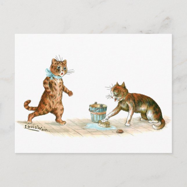 Carte Postale Nettoyage des chats Louis Wain (Devant)