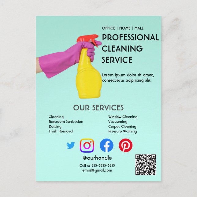 Carte Postale nettoyage vert poster photo avec tabs déchirants V (Devant)