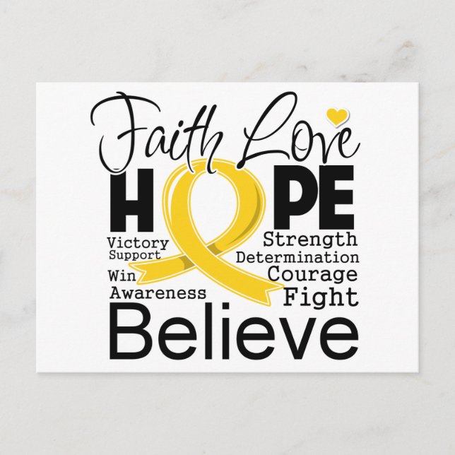 Carte Postale Neuroblastoma Typographie Foi Amour Espoir (Devant)