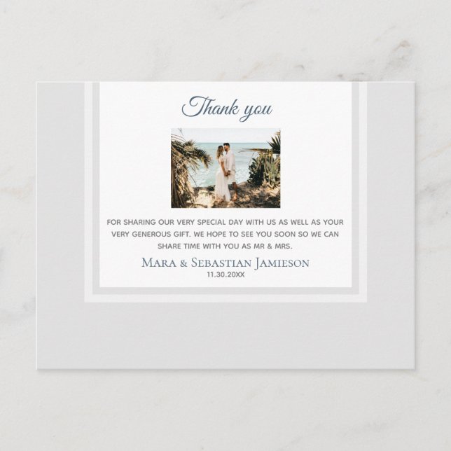 Carte Postale ~ Neutral Générique AP9 Élégant Merci de mariage (Devant)