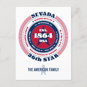 Carte Postale Nevada, Carson City, NV, Patriotique, Monogramme