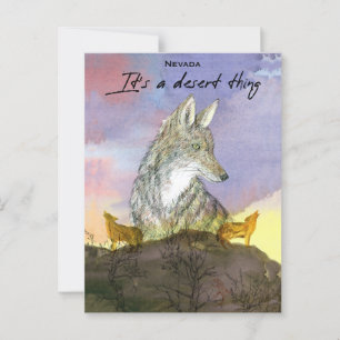 Carte Postale Nevada Coyote C'est un coucher de soleil de désert
